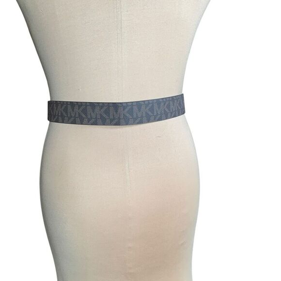 Michael Michael Kors Chocolate Logo Belt Statement MK Buckle Synthetic Leather - Picture 3 of 9